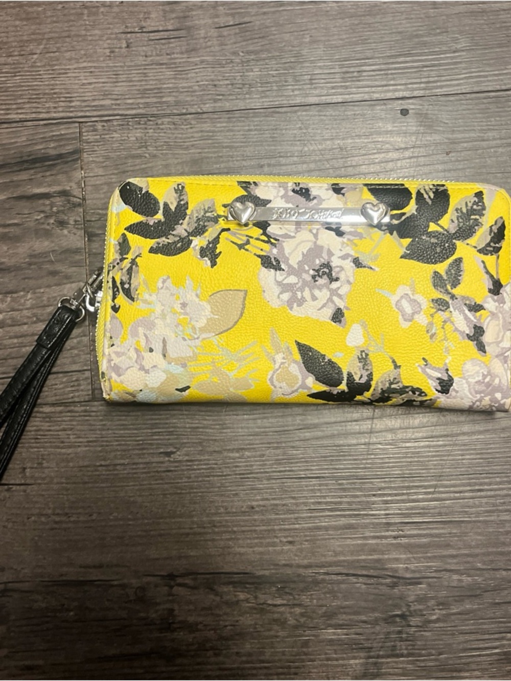 Betsey Johnson Yellow Floral Zip-Around Wristlet Wallet
